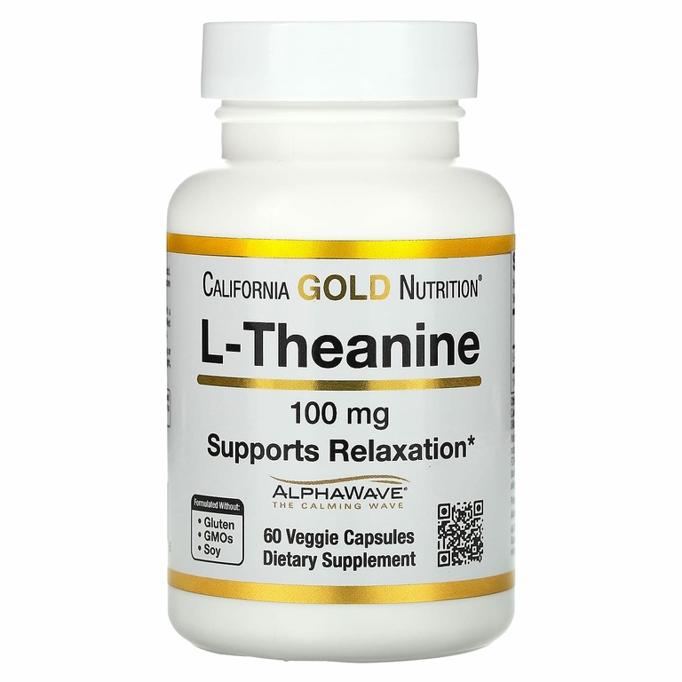 California Gold Nutrition, L-теанин, с AlphaWave, 100 мг, 60 растительных капсул