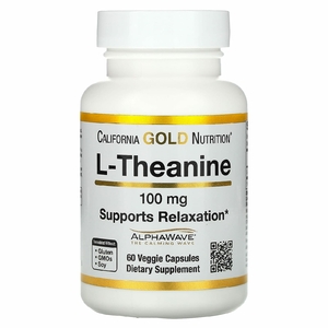 California Gold Nutrition, L-теанин, с AlphaWave, 100 мг, 60 растительных капсул
