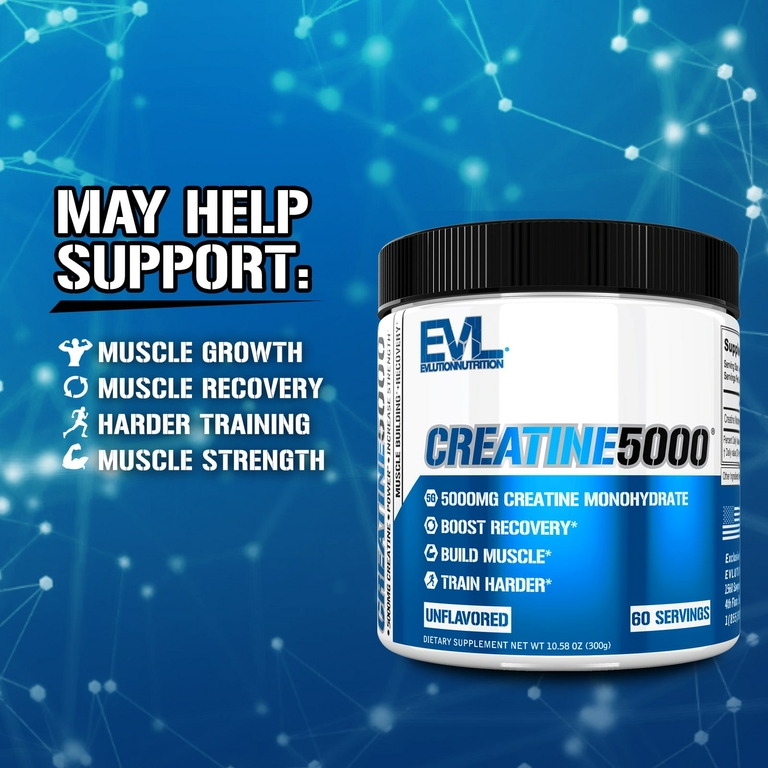 EVLution Nutrition, CREATINE5000, без добавок, 300 г (10,58 унции)