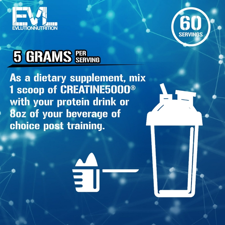 EVLution Nutrition, CREATINE5000, без добавок, 300 г (10,58 унции)