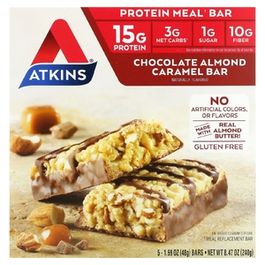 Atkins, протеиновый батончик, шоколад, миндаль и карамель, 5 шт. по 48 г (1,69 унции)