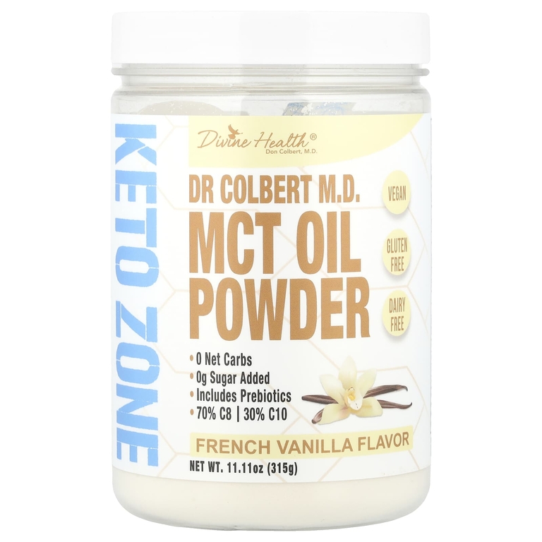 Divine Health, доктора медицины Кольбера порошок из масла MCT, французская ваниль, 315 г (11,11 унции)