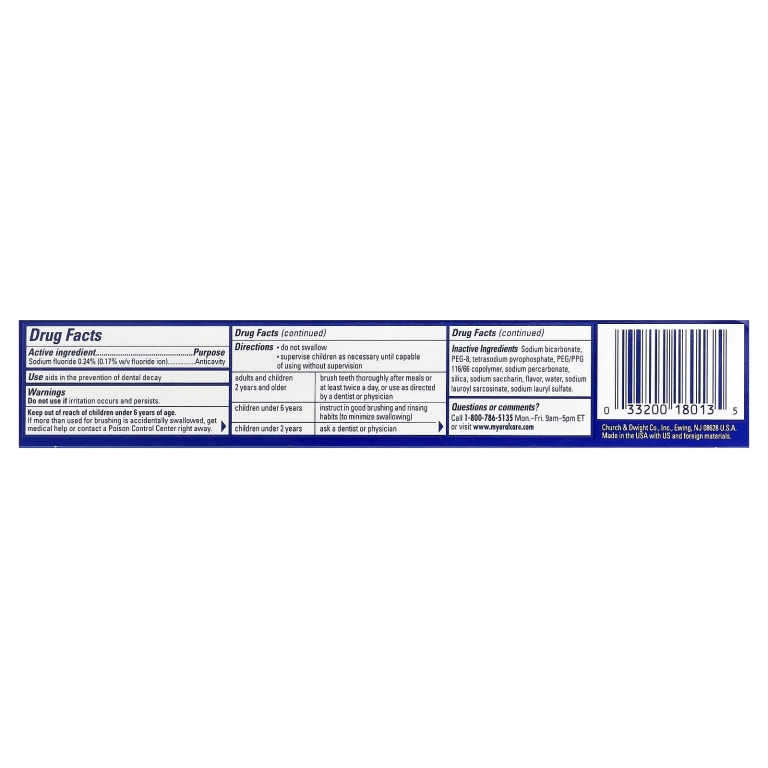 Arm & Hammer, зубная паста с фторидом отбеливающая против кариеса, чистая мята, двойная упаковка, 170 г (6 унций) каждая