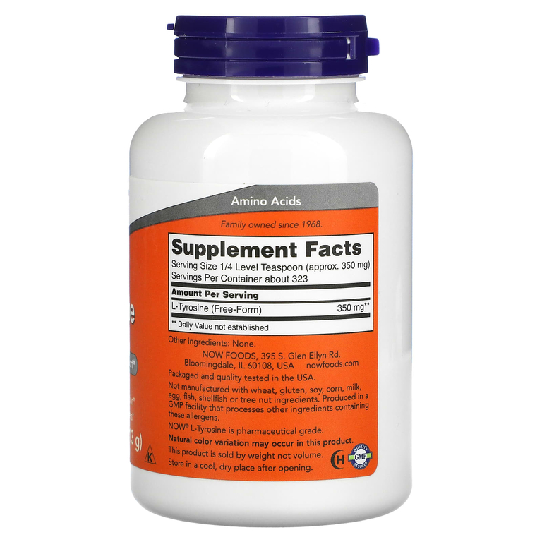 NOW Foods, L-тирозин, чистый порошок, 113 г (4 унции)