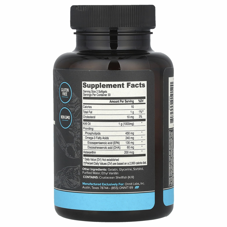 Onnit, масло криля, незаменимые жирные кислоты, 60 мягких капсул