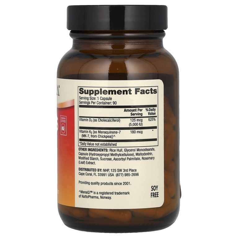 Dr. Mercola, витамины D3 и K2, 90 капсул