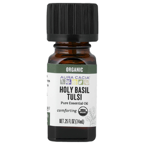 Aura Cacia, Чистое эфирное масло, органический туласи (базилик священный) 7,4 мл (0,25 жидк. унции)