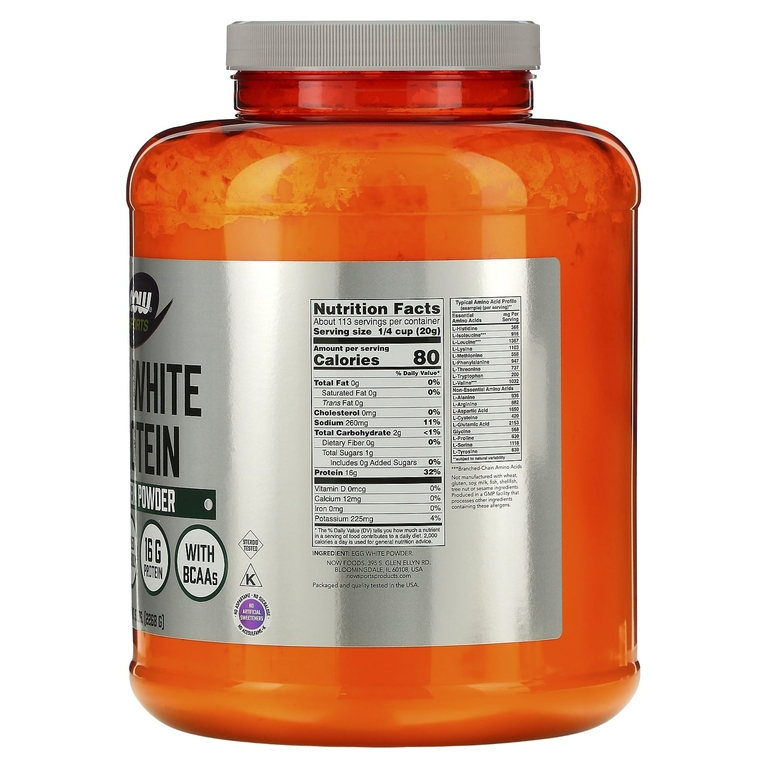 NOW Foods, Sports, протеиновый порошок яичного белка, с нейтральным вкусом, 2268 г (5 фунтов)