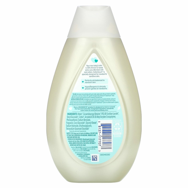 Johnson's Baby, Cottontouch, средство для душа и шампунь для новорожденных, 400 мл (13,6 жидк. Унции)