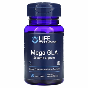 Life Extension, Mega GLA, добавка с ГЛК и кунжутными лигнанами, 30 мягких таблеток