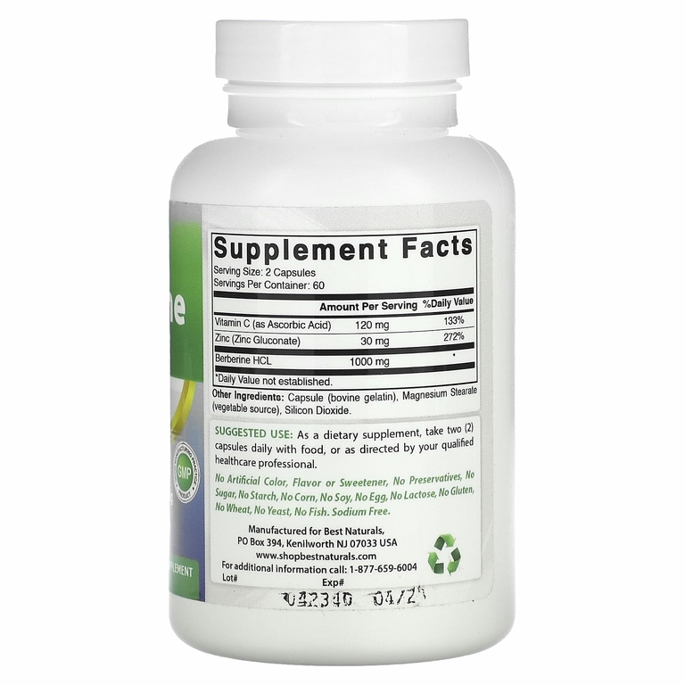 Best Naturals, берберин плюс, 120 капсул