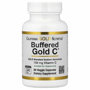 California Gold Nutrition, аскорбат натрия (витамин C), 60 растительных капсул