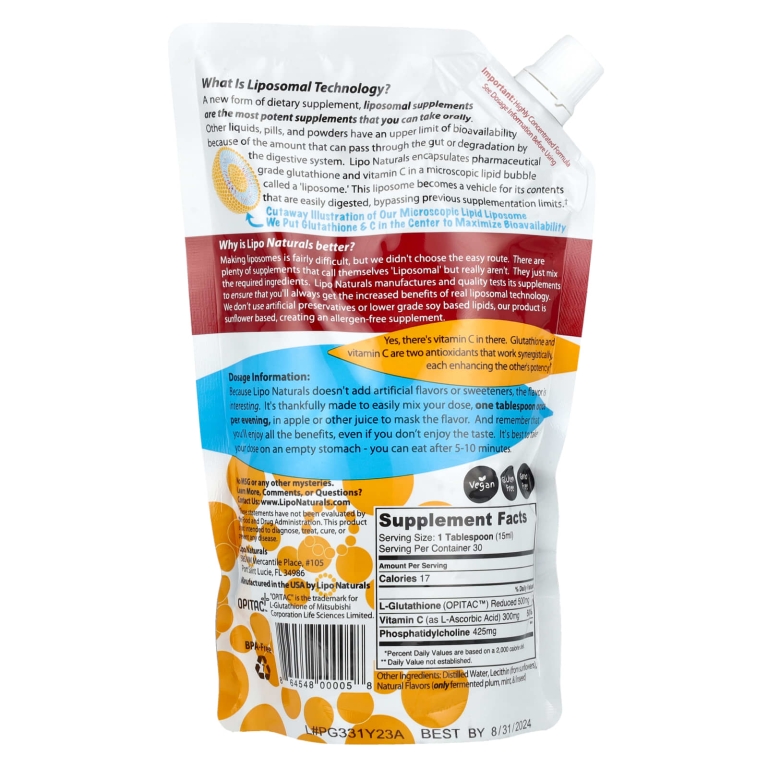 Lipo Naturals, Антиоксидантный комплекс - липосомальный глютатион с сетрией, 15 ж. унц. (443 мл)