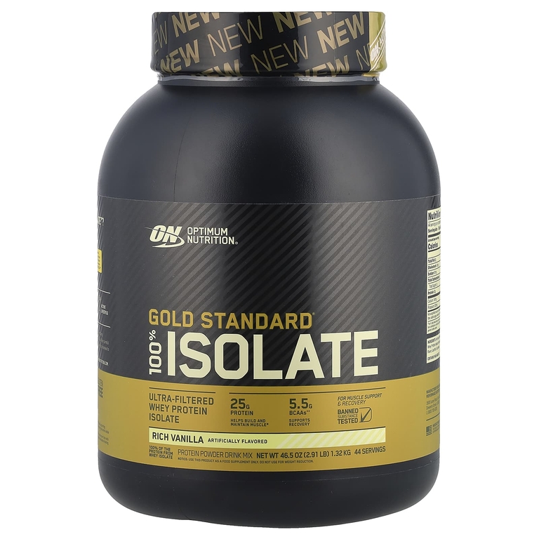 Optimum Nutrition, Gold Standard, 100% изолят, со вкусом ванили, 1,32 кг (2,91 фунта)