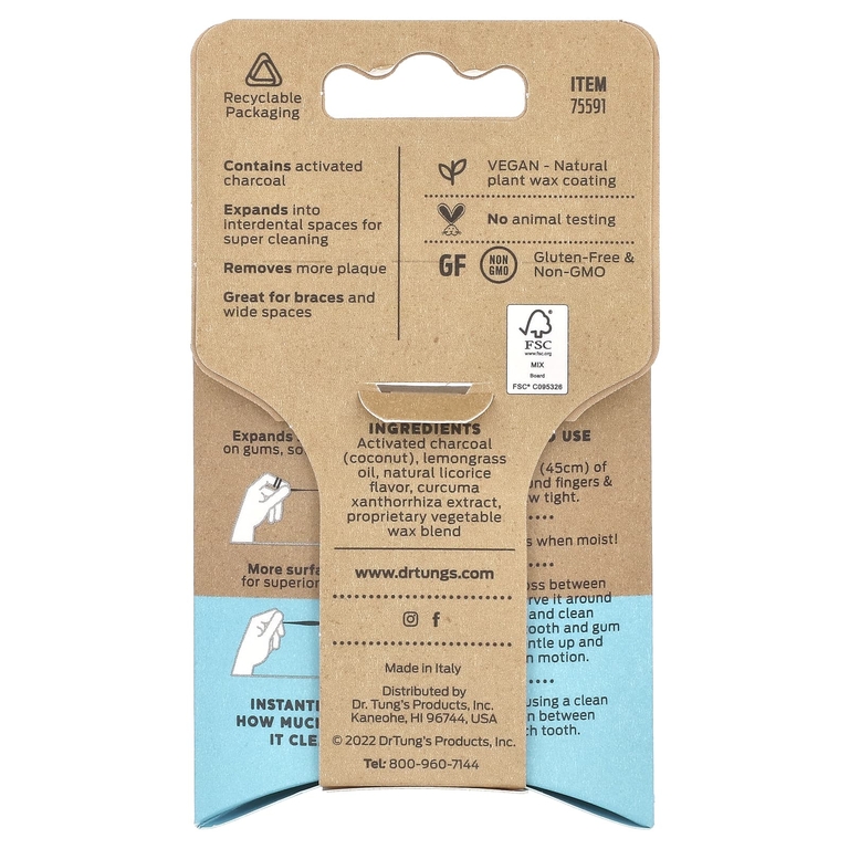 Dr. Tung's, Ecosentials ™, веганская нить Smart Floss®, лемонграсс, 27 м (30 ярдов)
