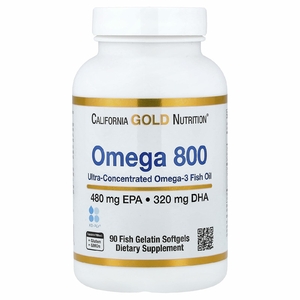 California Gold Nutrition, рыбий жир с омега-3, в форме триглицеридов, 90 капсул из рыбьего желатина (1000 мг в 1 капсуле)