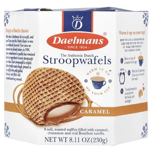 Daelmans, круглые вафли-сэндвичи с карамельной прослойкой, карамель, 8 вафлей по 230 г (8,11 унции)