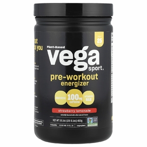 Vega, Sport, предтренировочный комплекс на растительной основе, клубничный лимонад, 455 г (1 фунт 0,1 унции)