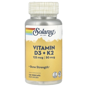 Solaray, витамины D3 и K2, без сои, 120 вегетарианских капсул