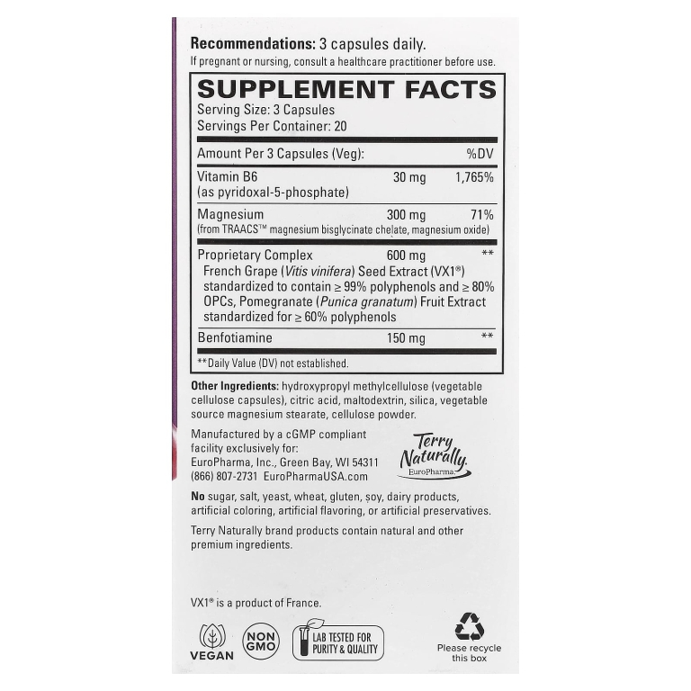 Terry Naturally, клинически подтверждённый OPC® Heart, 60 капсул