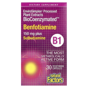 Natural Factors, бенфотиамин и сульбутиамин, 30 вегетарианских капсул