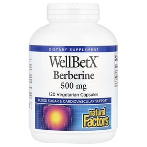 Natural Factors, WellBetX, берберин, 500 мг, 120 вегетарианских капсул