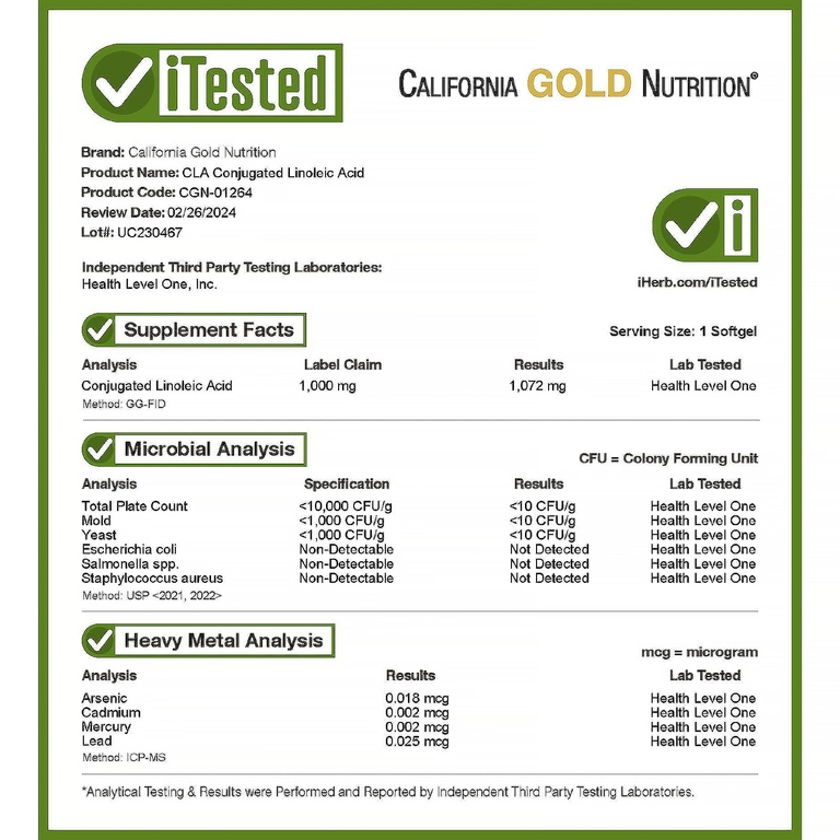 California Gold Nutrition, Clarinol, КЛК, конъюгированная линолевая кислота, 1000 мг, 90 мягких таблеток
