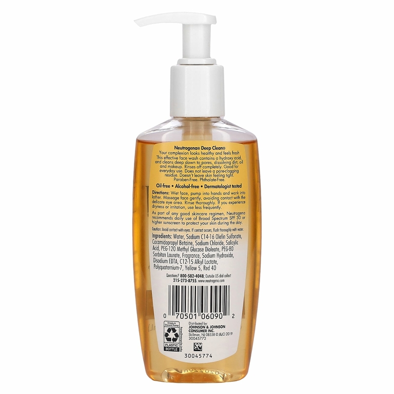 Neutrogena, Deep Clean, очищающее средство для лица, для нормальной и жирной кожи, 200 мл (6,7 жидк. унц.) (Товар снят с продажи) 