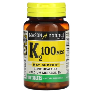 Mason Natural, витамин К2, 100 мкг, 100 таблеток