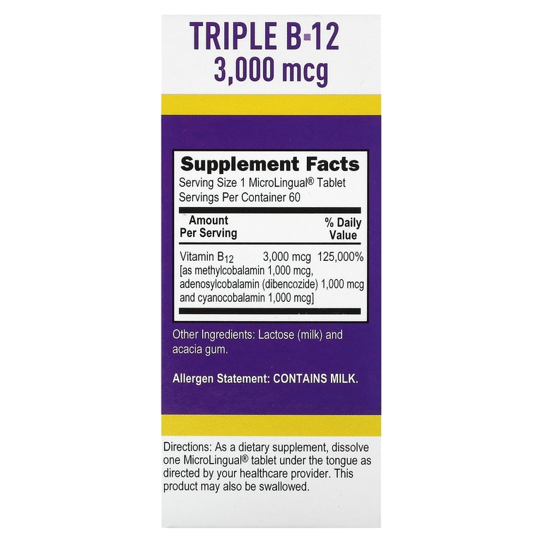 Superior Source, Triple B-12, 3000 мкг, 60 быстрорастворимых таблеток MicroLingual
