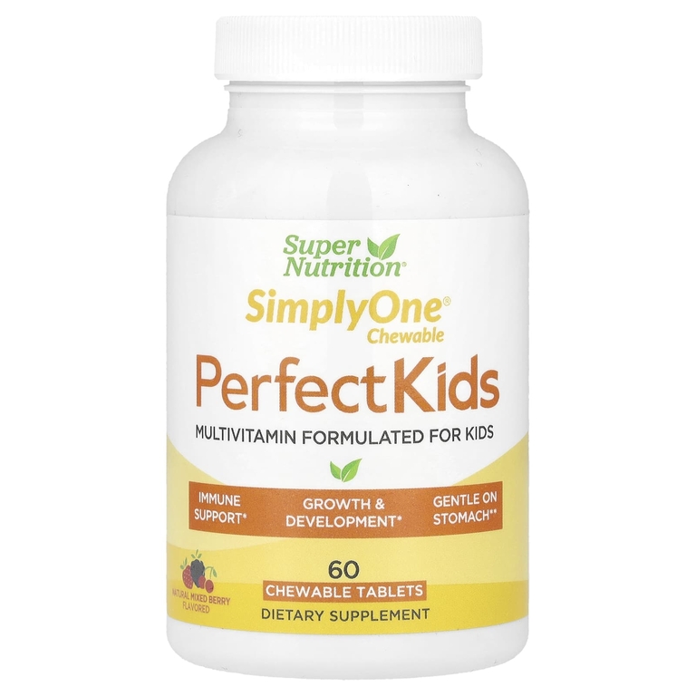 Super Nutrition, Perfect Kids, мультивитаминный комплекс для детей, ягодный вкус, 60 вегетарианских жевательных таблеток