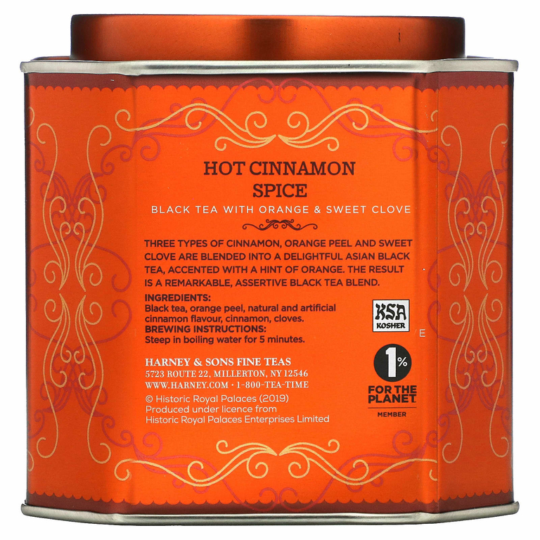 Harney & Sons, черный пряный чай с корицей, апельсином и сладкой гвоздикой, 30 пакетиков, 75 г (2,67 унции)