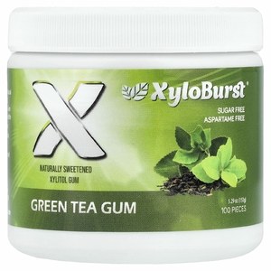 Xyloburst, ксилитоловая камедь, с зеленым чаем, 100 шт., 150 г (5,29 унции)