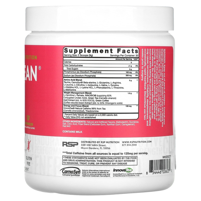 RSP Nutrition, AminoLean, арбуз, 270 г (9,52 унции)