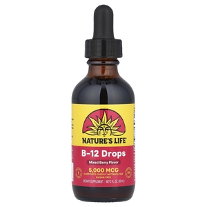 Nature's Life, B12, капли, без сахара, ягодное ассорти, 5000 мкг, 60 мл (2 жидк. унции)