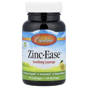Carlson, Zinc-Ease™, успокаивающие пастилки, натуральный лимонный вкус, 42 пастилки