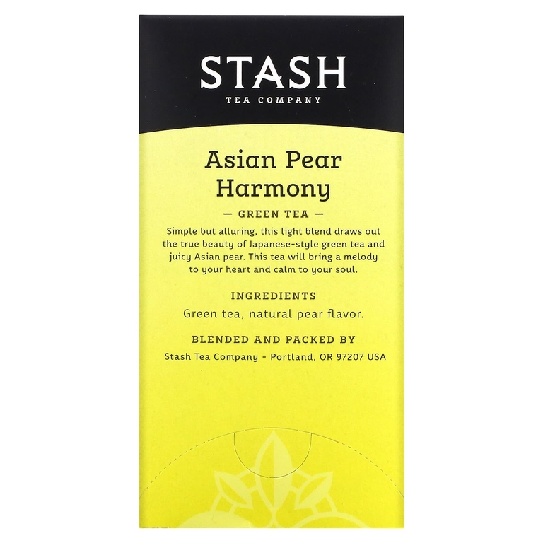 Stash Tea, зеленый чай, азиатская груша, 18 чайных пакетиков, 34 г (1,1 унции)