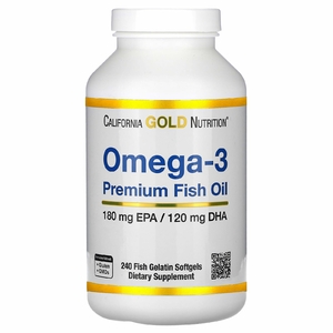 California Gold Nutrition, омега-3, рыбий жир премиального качества, 240 капсул из рыбьего желатина