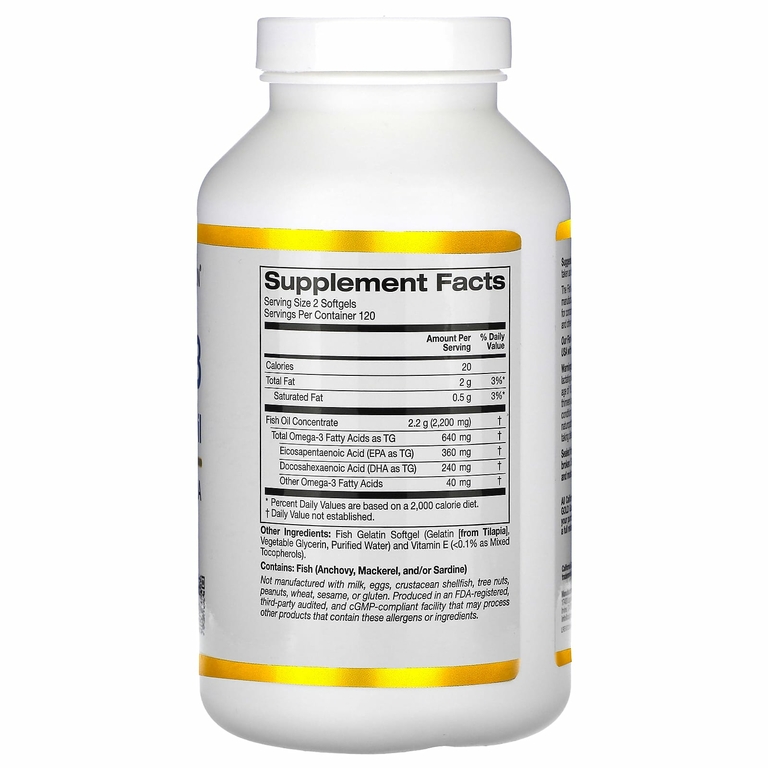 California Gold Nutrition, омега-3, рыбий жир премиального качества, 240 капсул из рыбьего желатина