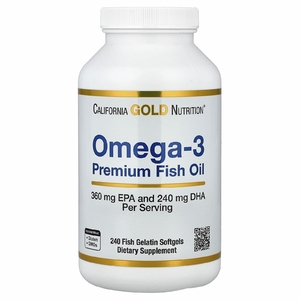 California Gold Nutrition, омега-3, рыбий жир премиального качества, 240 капсул из рыбьего желатина