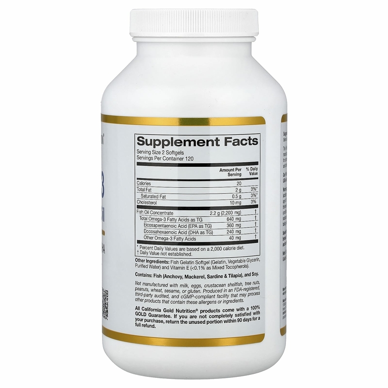 California Gold Nutrition, омега-3, рыбий жир премиального качества, 240 капсул из рыбьего желатина
