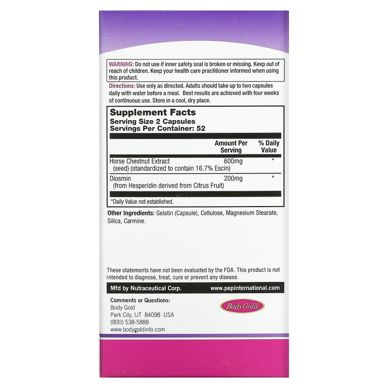 BodyGold, Venastat, средство для здоровья вен ног, 105 капсул