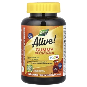 Nature's Way, Alive! Kids, жевательные мультивитамины, со вкусом вишни, апельсина и винограда, 60 жевательных таблеток