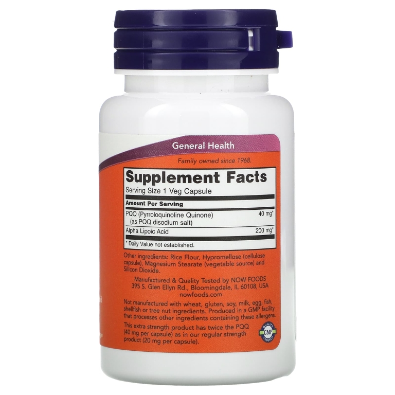 NOW Foods, PQQ усиленного действия, 40 мг, 50 растительных капсул
