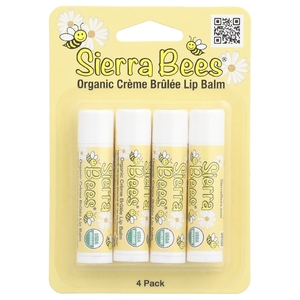 Sierra Bees, органический бальзам для губ, крем-брюле (ваниль), 4 шт. по 4,25 г (0,15 унции) в упаковке