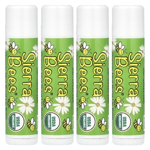 Sierra Bees, Органические бальзамы для губ, мятный взрыв, 4 штуки в упаковке весом 0,15 унции (4,25 г) каждая