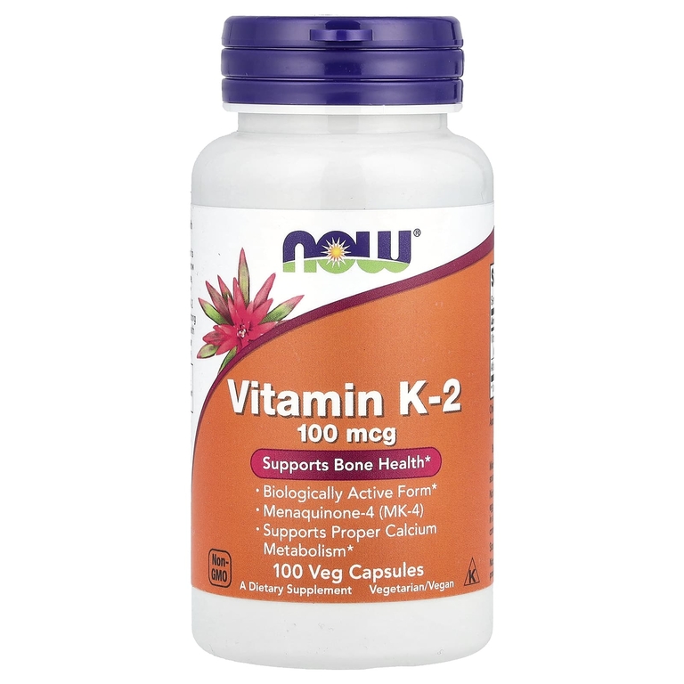 NOW Foods, Витамин K2, 100 мкг, 100 растительных капсул