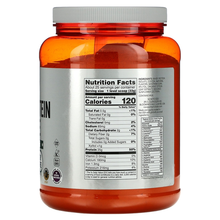 NOW Foods, Sports, изолят сывороточного протеина, сливочный шоколад, 816 г (1,8 фунта)