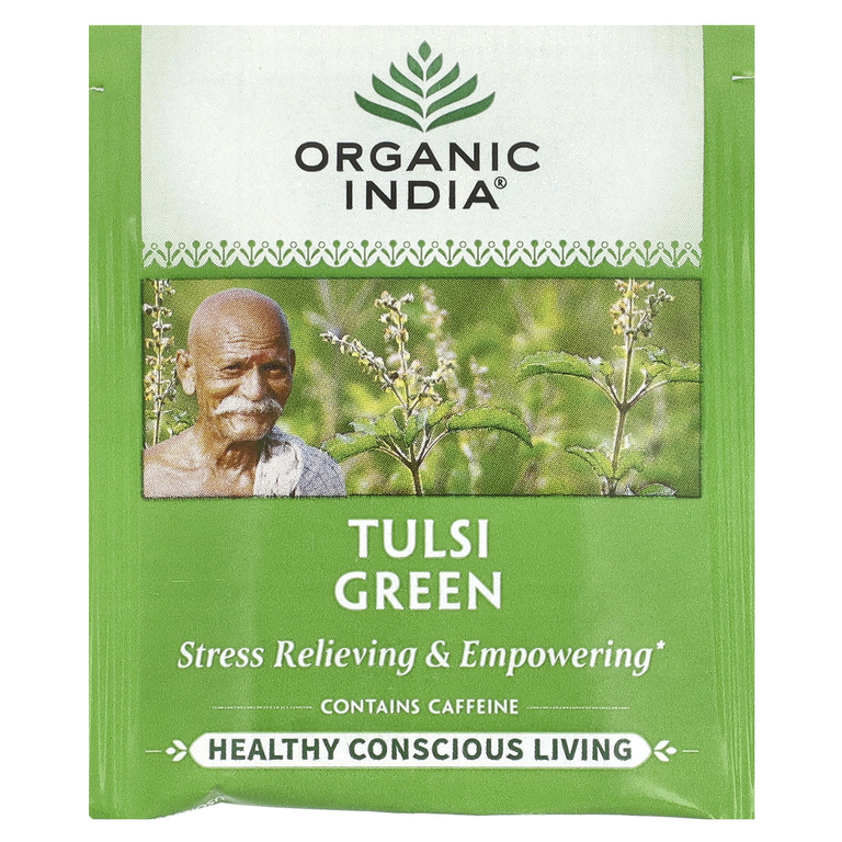 Organic India, чай с тулси, зеленый, 18 пакетиков, 34,2 г (1,21 унции)