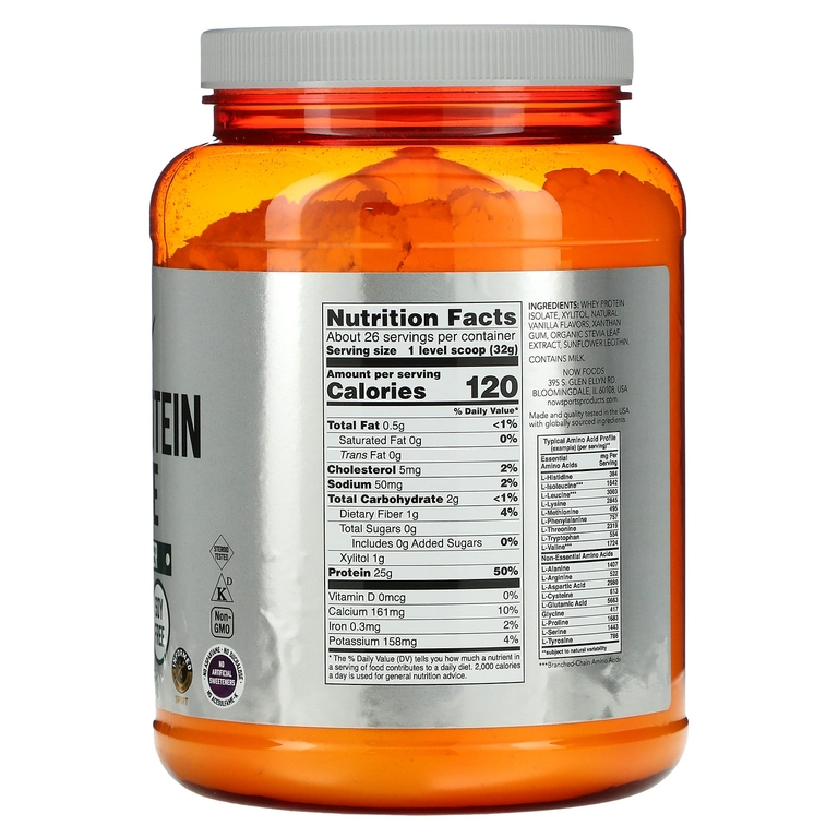 NOW Foods, Sports, изолят сывороточного протеина, кремовая ваниль, 816 г (1,8 фунта)
